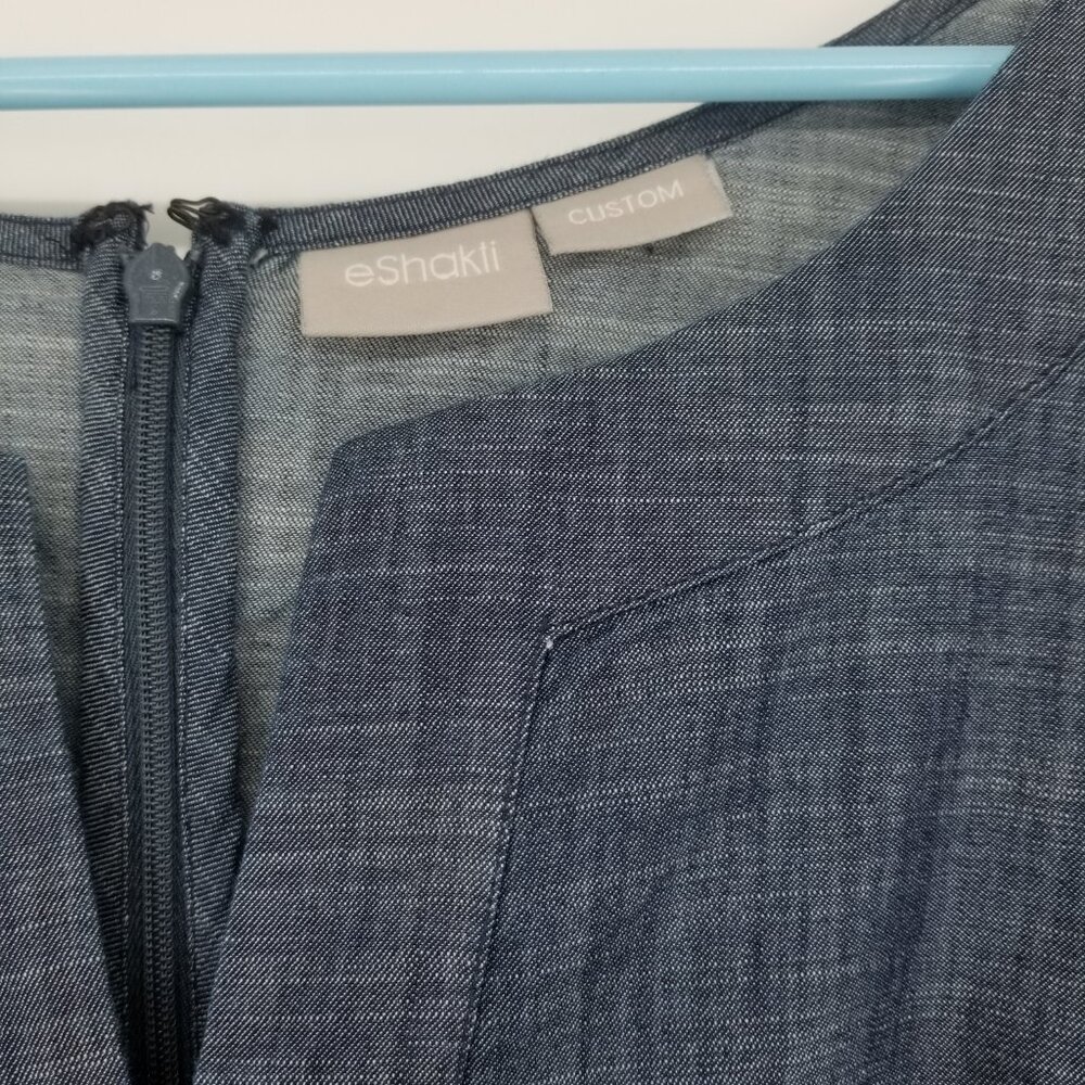 Eshakti Cotton Midi Dress - Lightweight Denim, Retro Styling, Sheath/A-line Fit - Picture 3 of 5